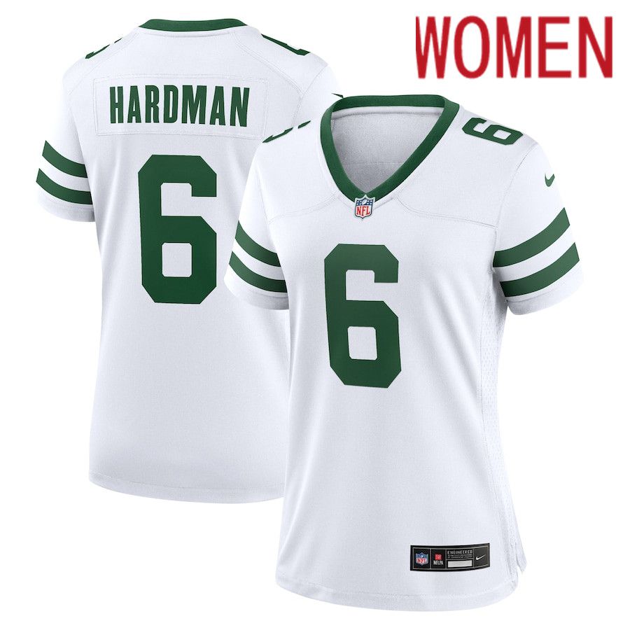 Women New York Jets 6 Mecole Hardman Nike White Legacy Player Game NFL Jersey